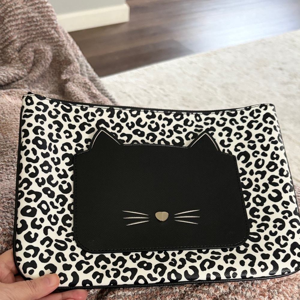 Kate Spade Black and White Cat pouch